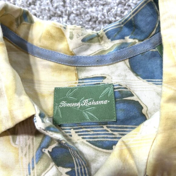 Tommy Bahamas Men's Sz Extra Large Yellow Casual Hawaiian Silk Floral - Picture 5 of 8